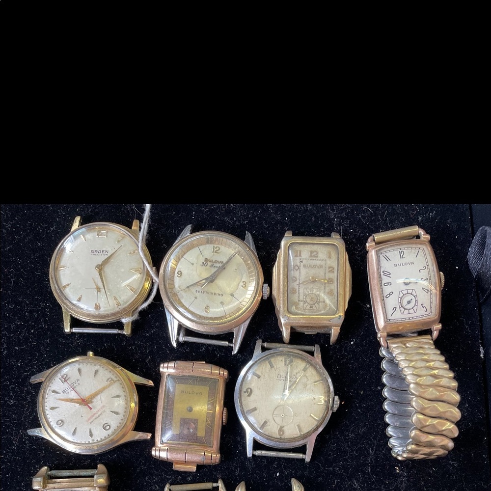 VINTAGE BULOVA LOT OF 13 WATCH HEADS